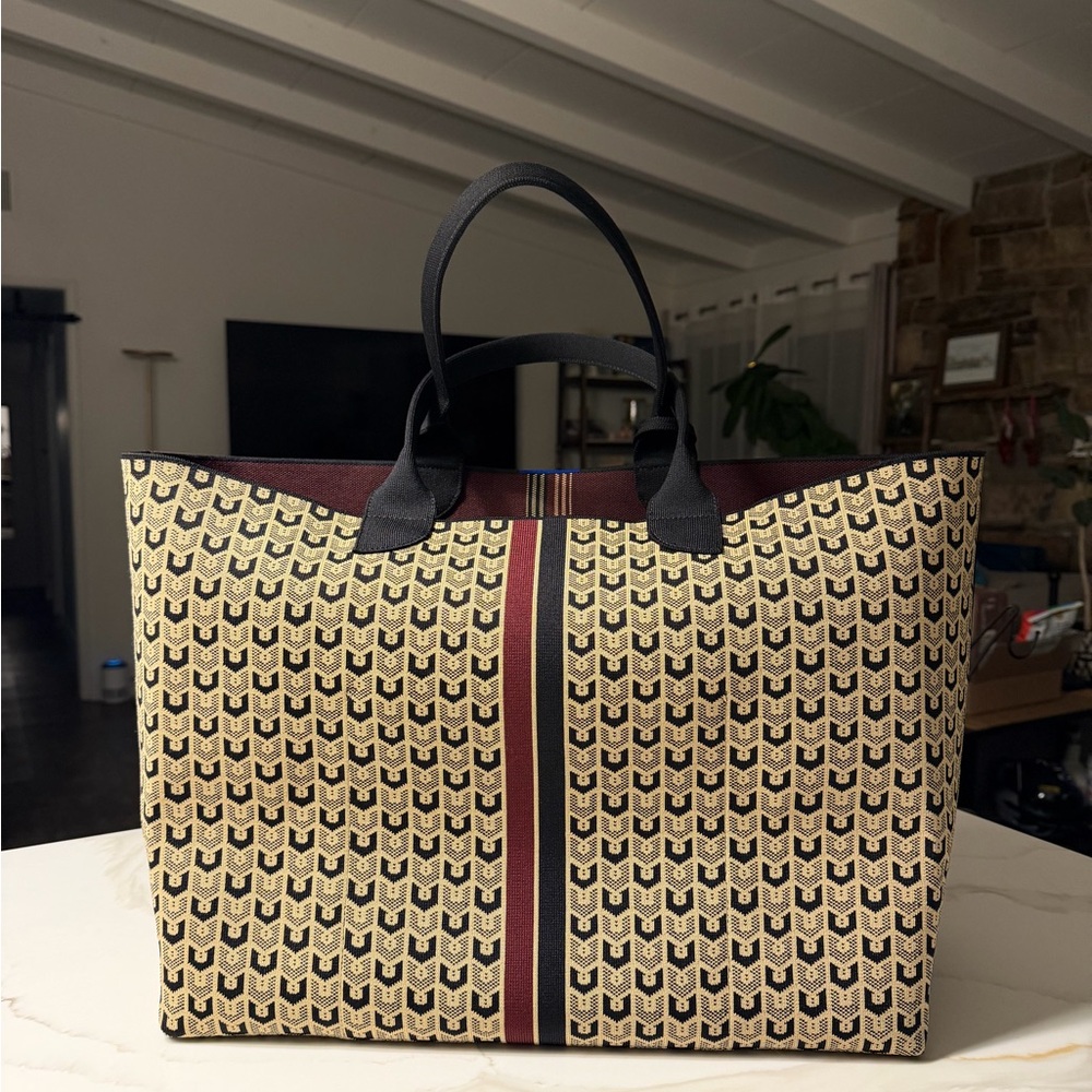 Rothy's Beige, Black & Burgundy Patterned Tote